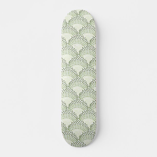 Scalloped Dots Gradient Ombre Green Pattern  Skateboard (Front)