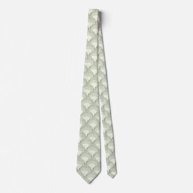 Scalloped Dots Gradient Ombre Green Pattern  Tie (Front)
