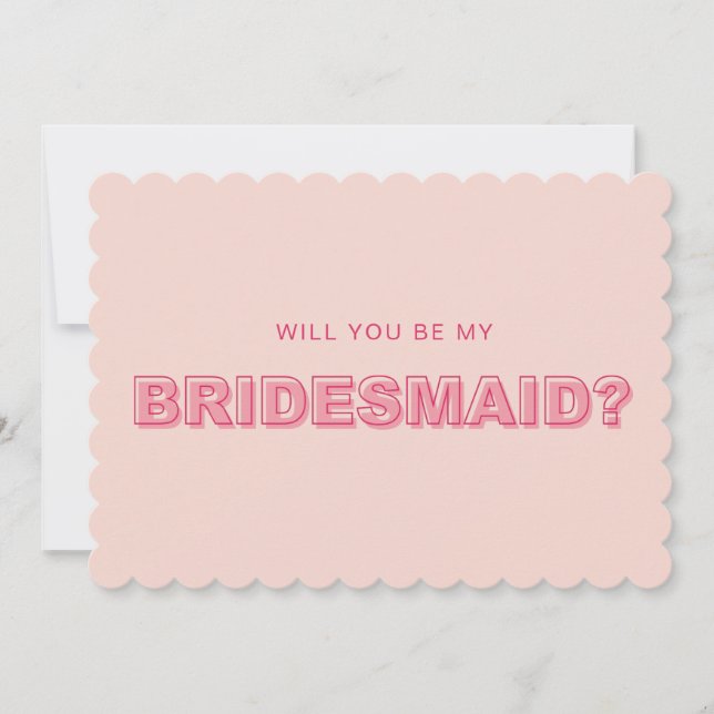Scalloped edge outline bridesmaid proposal card (Front)