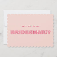 Scalloped edge outline bridesmaid proposal card