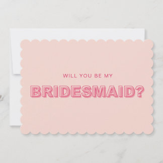 Scalloped edge outline bridesmaid proposal card