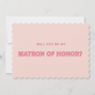 Scalloped edge outline matron of honour card
