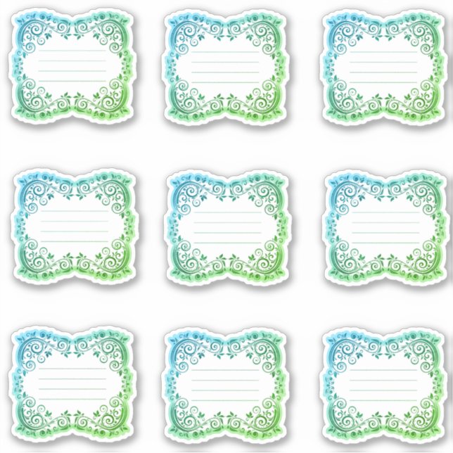 Scalloped filigree lined labels (Front)