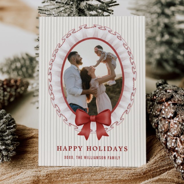 Scalloped Frame + Bow Holiday Photo Card (Scalloped Frame + Bow Holiday Photo Card)