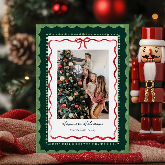 Scalloped Green Frame Christmas Photo Card  (Creator Uploaded)