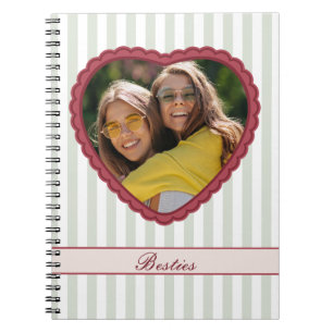 Scalloped Heart Custom Photo & Text Best Friends Notebook