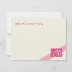 Scalloped Hot Pink   Flat Thank You Note Cards