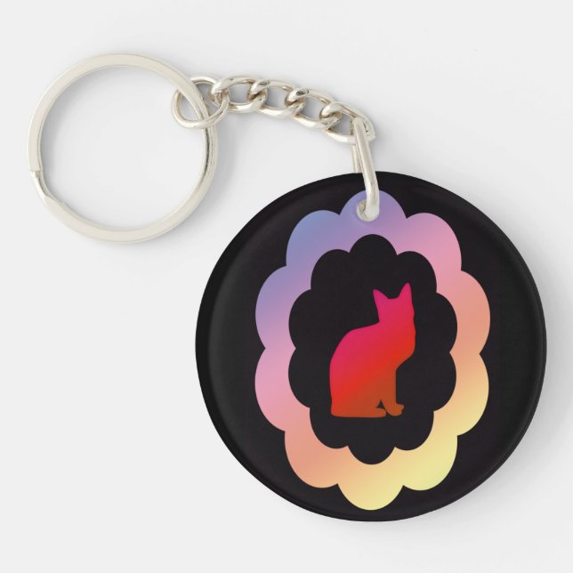 Scalloped Kitty - Key Ring (Front)