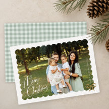 Scalloped Photo with Bow Merry Christmas