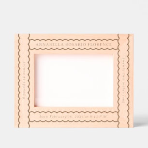 Scalloped Ribbon Baby Birth Stats  Etched Frames