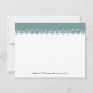 Scalloped Star of David Aqua Thank You Card