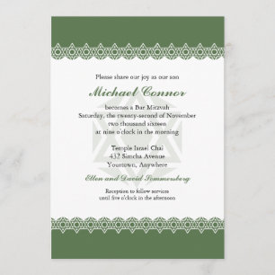 Scalloped Star of David Olive Bar or Bat Mitzvah Invitation