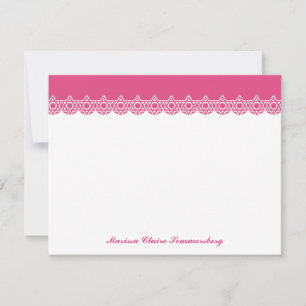 Scalloped Star of David Pink Thank You Note Card