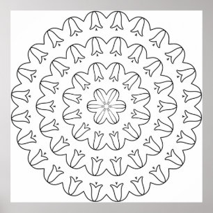 Scalloped Tulip Ring Mandala with Soft Petal Flow Poster
