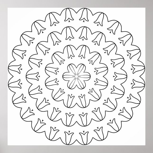 Scalloped Tulip Ring Mandala with Soft Petal Flow Poster (Front)