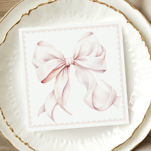 Scallopped Pink Bow Paper Napkin