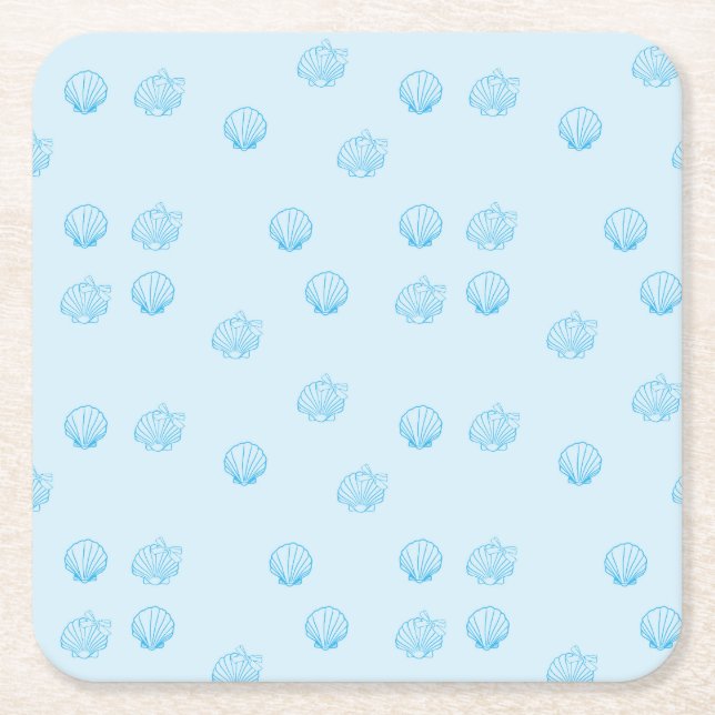 Scallops Outline Minimalism Square Paper Coaster (Front)