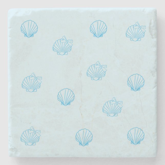 Scallops Outline Minimalism Stone Coaster (Front)