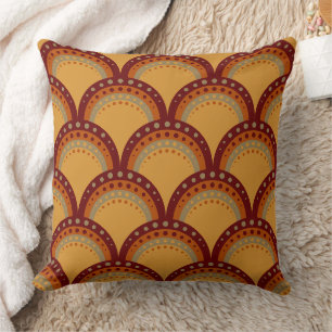 Scallops with Dots, Burgundy, Rust, Apricot, Tan Cushion