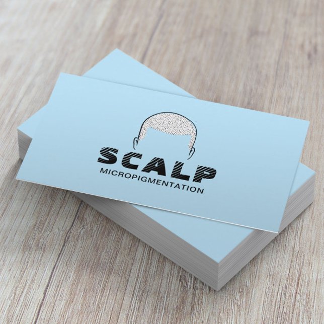 Scalp Micropigmentation Hair Tattoo Light Blue Business Card (Creator Uploaded)
