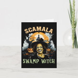 Scamala Kamala Harris Unmasked Swamp Witch Hallowe Card