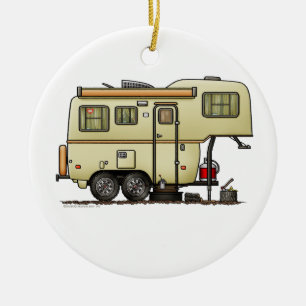 Scamp Fifth Wheel Camper RV happy camper Ceramic Ornament