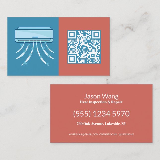 Scan Code QR Air Conditioning Business Card (Front/Back)