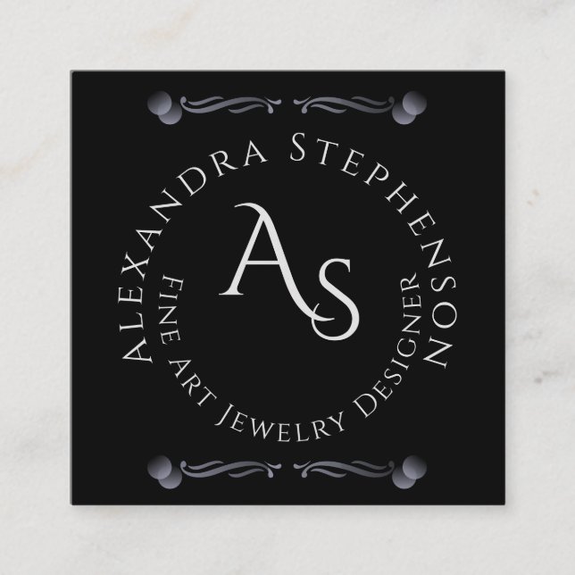 Scan Connect Social Media QR Code Jewellery Displa Square Business Card (Front)