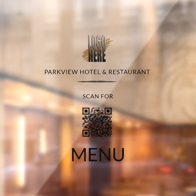 Scan for Menu  QR Code Business Logo Window Cling (Sheet 2)