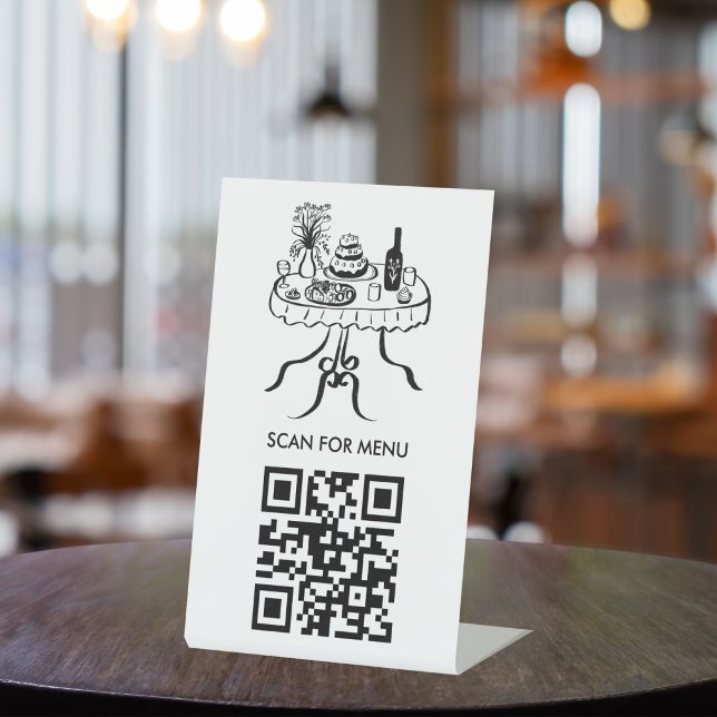Scan for Menu QR code Restaurant Cafe Event Party  Pedestal Sign (Scan for Menu QR code Restaurant Cafe Event Party Pedestal Sign
)