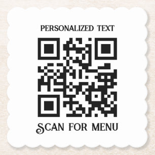 Scan for Menu QRcode with personalisation No BG Paper Coaster