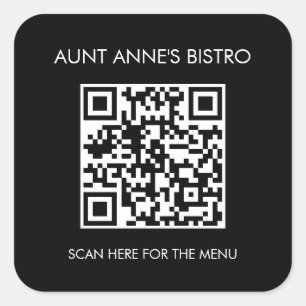 Scan For Order Menu QR Code Café Restaurant Coffee Square Sticker