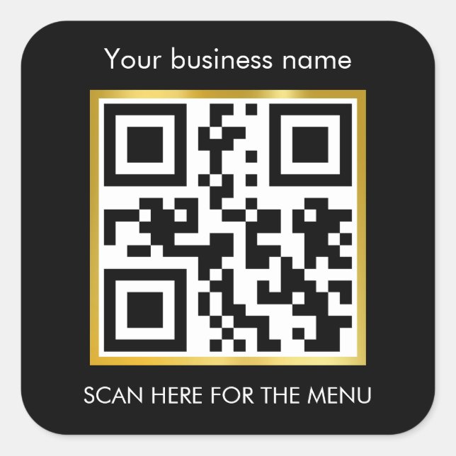 Scan For Order Menu QR Code Café Restaurant Coffee Square Sticker (Front)