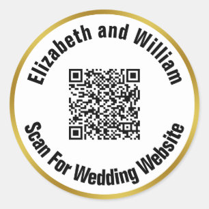 Scan For Our Wedding Website Qr Code Bride Groom Classic Round Sticker