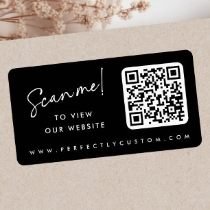 Scan me elegant script black business QR code Label