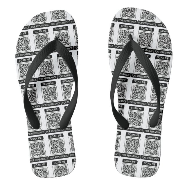 Scan Me For Repentance QR Code All-Over Thongs (Footbed)