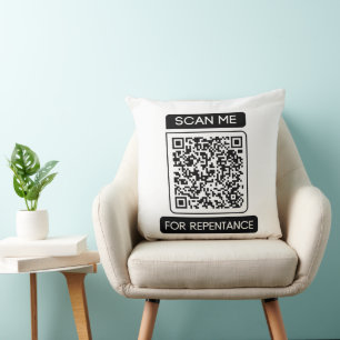 Scan Me For Repentance QR Code Cushion