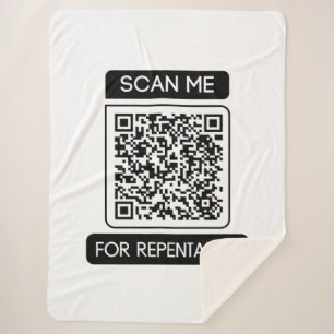 Scan Me For Repentance QR Code Sherpa Blanket