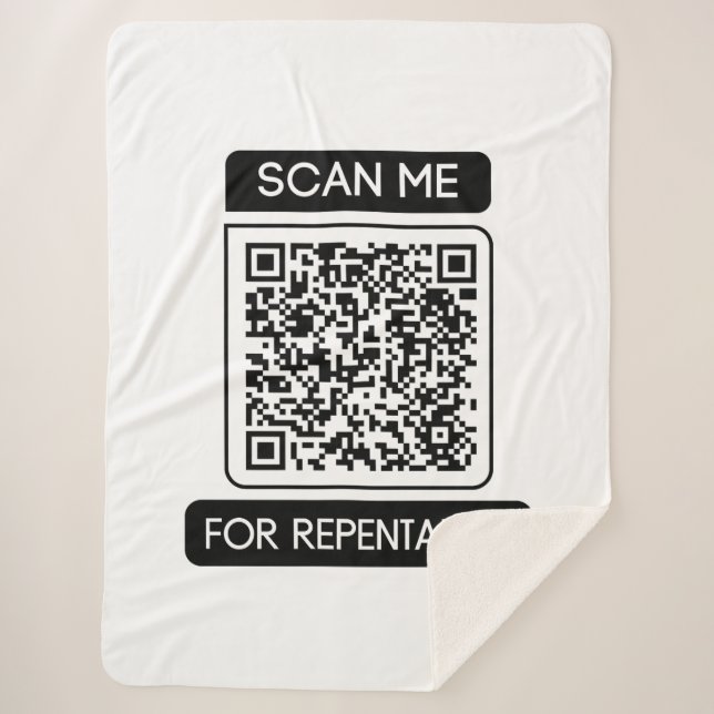 Scan Me For Repentance QR Code Sherpa Blanket (Front)