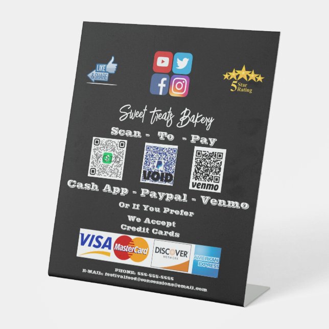 Scan Me Payment QR Code Pedestal Sign (Front)