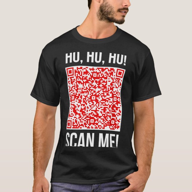 Scan Me! Qr Scan Me Joke Funny Santa Merry Christm T-Shirt (Front)