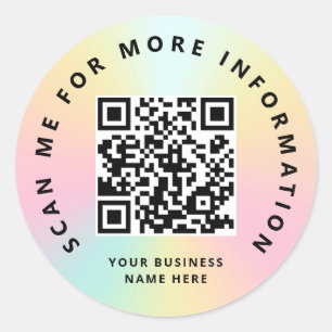 Scan Me Rainbow Pastel Colour QR Code Scannable Classic Round Sticker