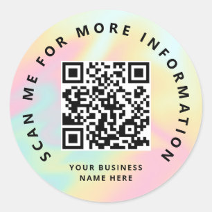 Scan Me Rainbow Pastel Colour QR Code Scannable Classic Round Sticker