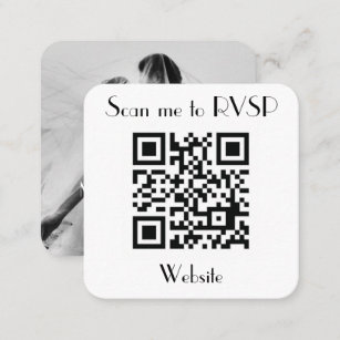 Scan me to RSVP Wedding QR Code Photo Response  Square Business Card