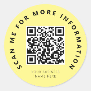 Scan Me Yellow QR Code Scannable Classic Round Sticker