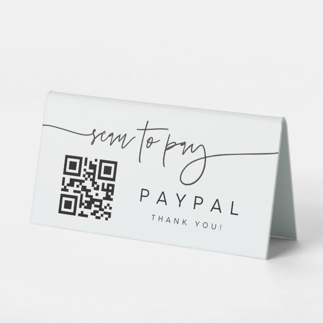 Scan Pay QR Code Mobile Checkout Table Tent Sign (Back)