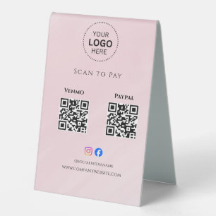 Scan Pay QR Code Mobile Checkout Table Tent Sign