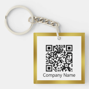 Scan QR Code Gold and White Business Key Ring