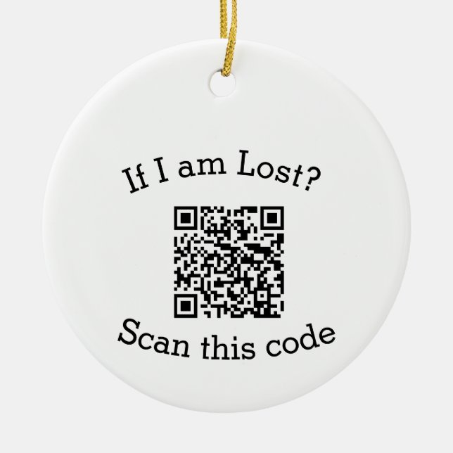 Scan QR code lost found me code pet  Ceramic Ornament (Front)