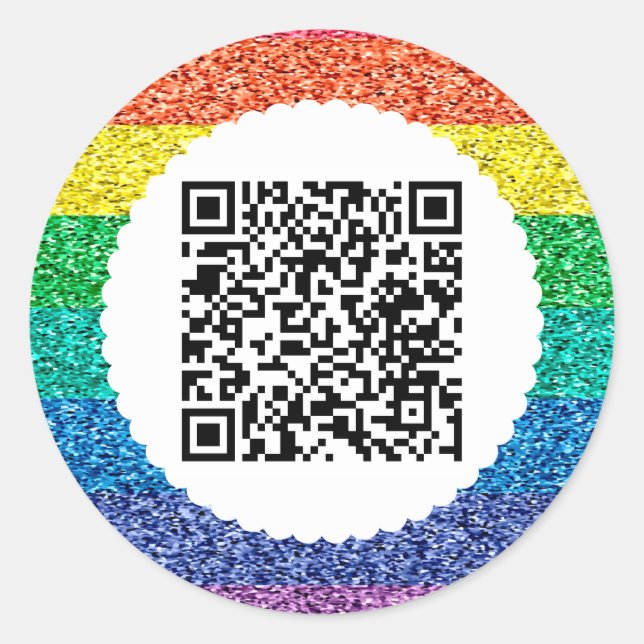 Scan QR code rainbow Classic Round Sticker (Front)
